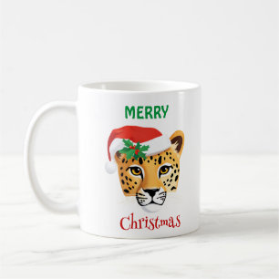 Funny Safari animals Cheetah leopard Santa Xmas Coffee Mug