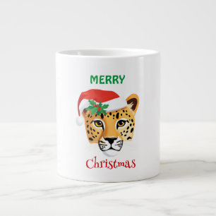 Funny Safari animals Cheetah leopard Santa Xmas Large Coffee Mug