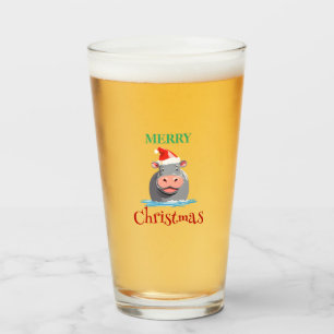 Funny Safari animals HIPPO Santa Christmas Costume Glass