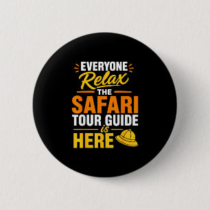 Funny safari tour guide  6 cm round badge