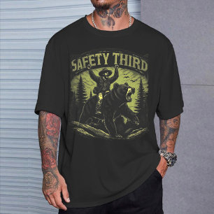 Funny "Safety Third" Shirt, Grizzly Bear & Cowboy T-Shirt