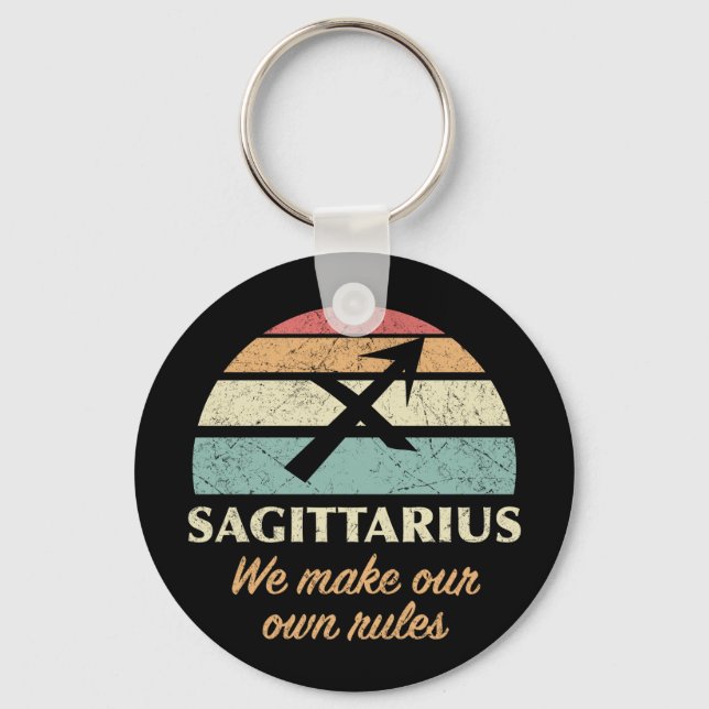 Funny Sagittarius Zodiac Rules Key Ring (Front)