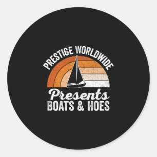 Funny sailboat boating retro vintage sunset classic round sticker