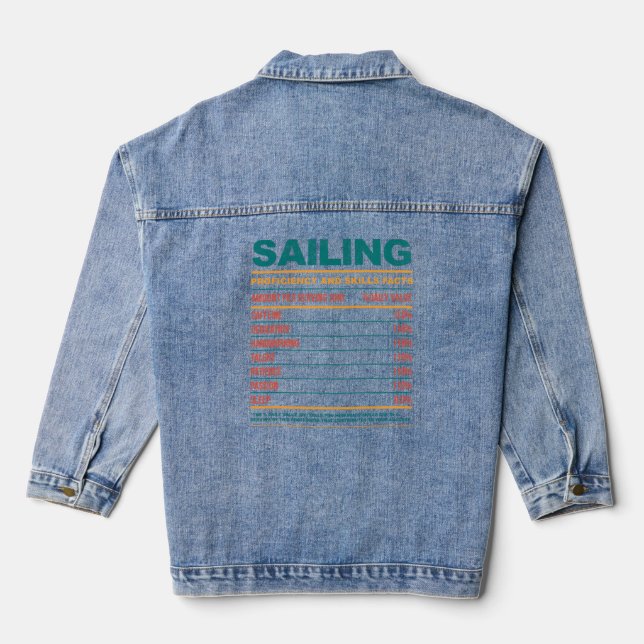 Funny Sailing Nutritional Facts Denim Jacket (Back)