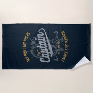Funny Sailor Gift, Sailing Gifts Captain Retro Beach Towel