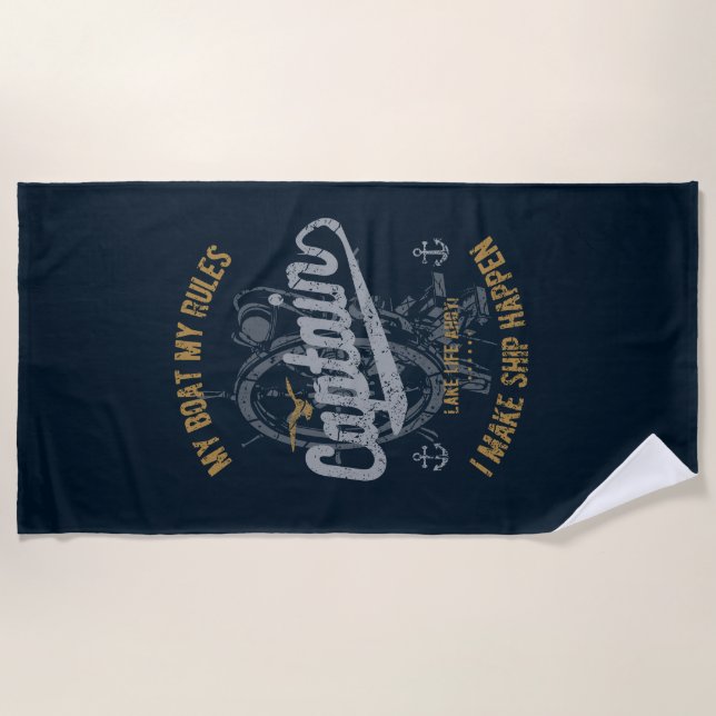 Funny Sailor Gift, Sailing Gifts Captain Retro Beach Towel (Front)