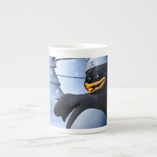 Funny Sailor Penguin Dancing Bone China Mug