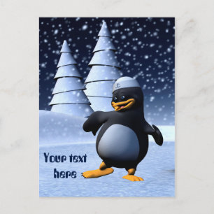 Funny Sailor Penguin Dancing Postcard