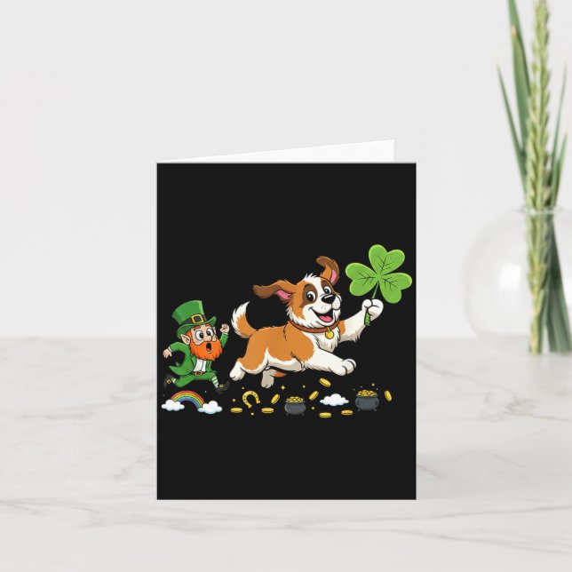 Funny Saint Bernard Clover St Patricks Day Womens Card (Front)