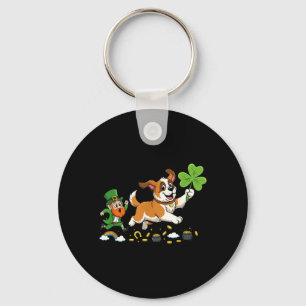 Funny Saint Bernard Clover St Patricks Day Womens Key Ring
