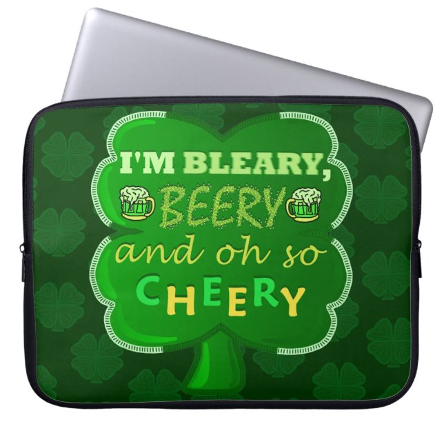 Funny Saint Patrick's Day Beer Laptop Sleeve (Front)