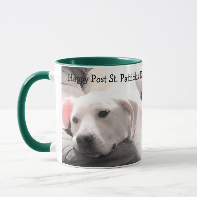 Funny Saint Patrick's Day Cute Tired and Lazy Mug (Left)