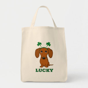 Funny Saint Patrick's Day Dog Shamrocks Custom Tote Bag