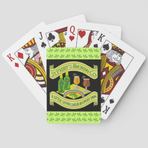 Funny Saint Patrick's Day Leprechaun Brewery Playing Cards