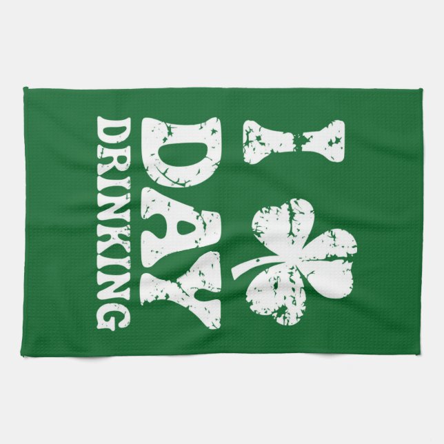 Funny Saint Patricks Day Party St Pats Funny Drink Tea Towel (Horizontal)