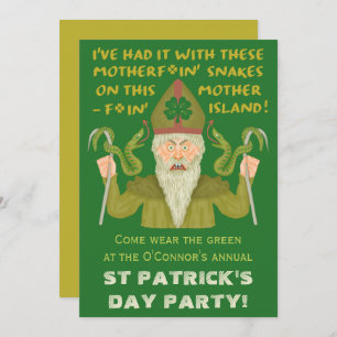 Funny Saint Patrick's Day Snakes Joke Irish Party Invitation