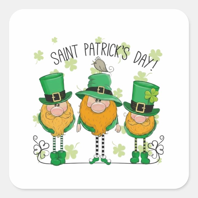Funny Saint Patrick's Day T-Shirt Irish Shamrock Square Sticker (Front)