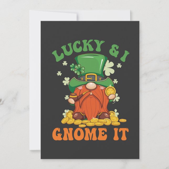 Funny Saint Patrick's Lucky And I Gnome It Irish  Invitation (Front)