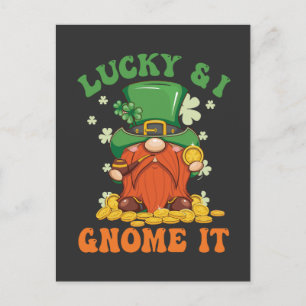 Funny Saint Patrick's Lucky And I Gnome It Irish  Invitation Postcard