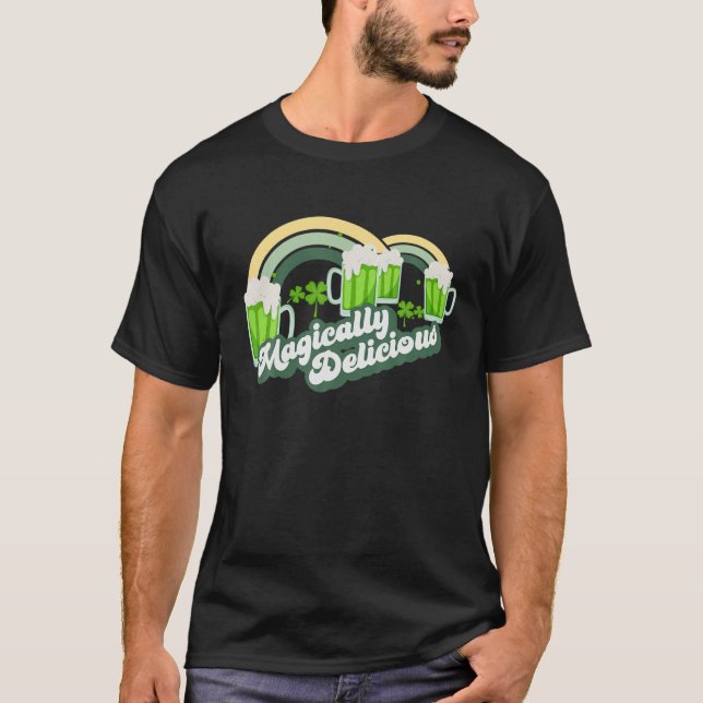 FUNNY Saint Patricks MAGICALLY DELICIOUS Green Bee T-Shirt (Front)
