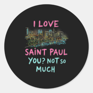 Funny Saint Paul Minnesota Night Skyline Vintage P Classic Round Sticker