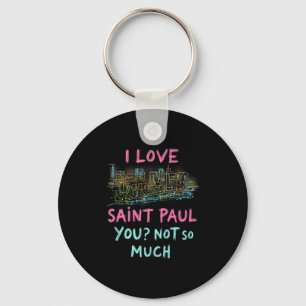 Funny Saint Paul Minnesota Night Skyline Vintage P Key Ring