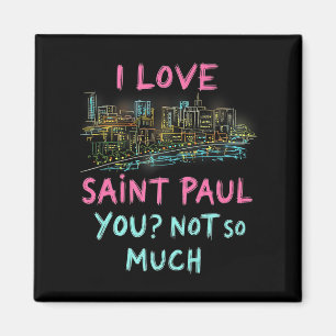 Funny Saint Paul Minnesota Night Skyline Vintage P Magnet