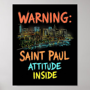 Funny Saint Paul Minnesota Night Skyline Vintage P Poster