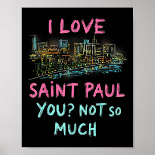 Funny Saint Paul Minnesota Night Skyline Vintage Poster