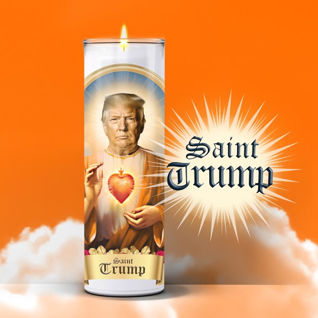Funny Saint Trump Prayer Candle (Saint Donald Trump Devotional Prayer Candle Sticker Label)