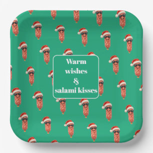 Funny salami kisses apero Christmas Paper Plate