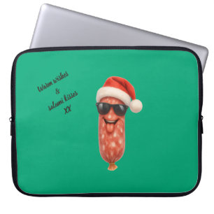 Funny salami kisses christmas laptop sleeve