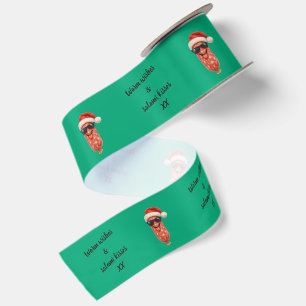 Funny salami kisses christmas satin ribbon