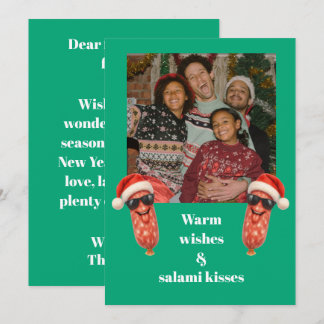 Funny salami kisses family photo christmas holiday card