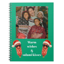 Funny salami kisses family photo christmas