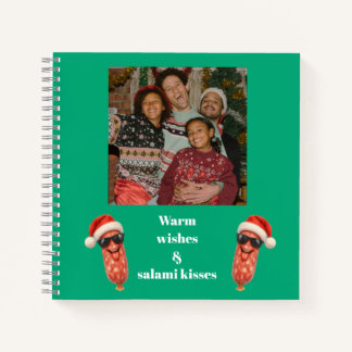 Funny salami kisses family photo christmas notebook