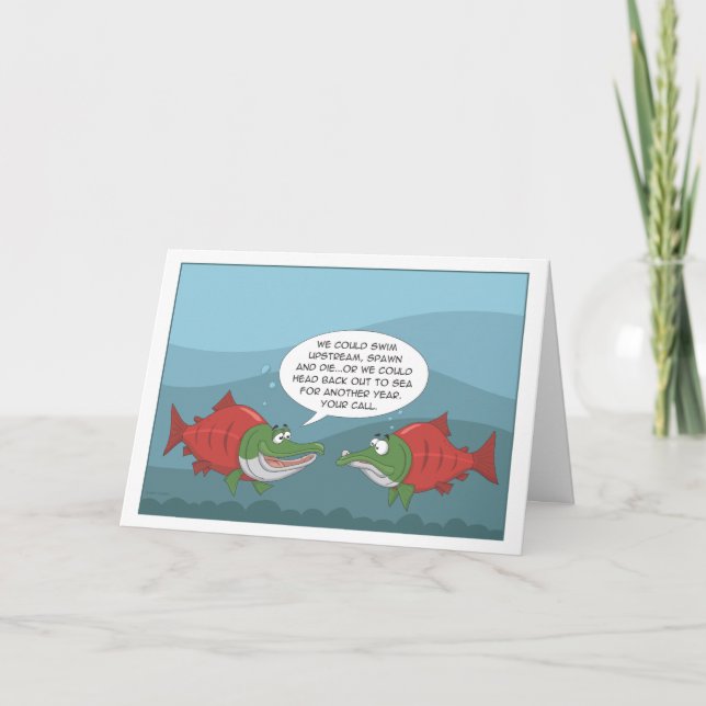 Funny Salmon: Birthday, Anniversary, New Year card (Front)