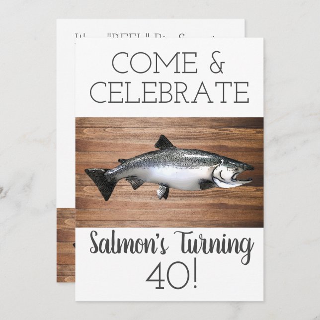 Funny Salmon Fishing Adult Men's Birthday Sports Invitation (Front/Back)