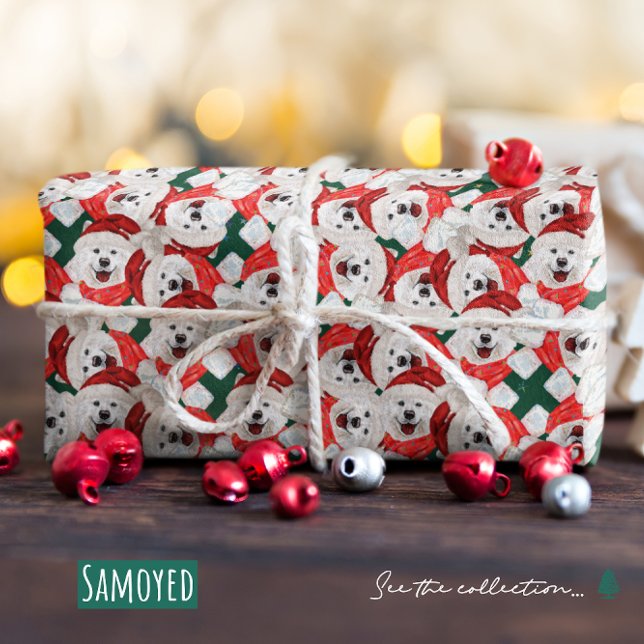Funny Samoyed Christmas Pattern Wrapping Paper (Creator Uploaded)
