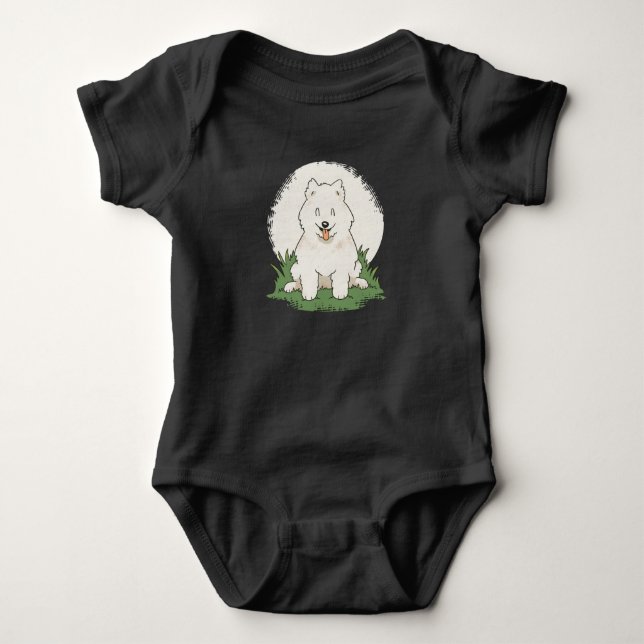 Funny Samoyed Dog Baby Bodysuit (Front)