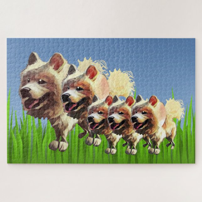 Funny Samoyed Dog Parents With Pups Puzzle (Horizontal)