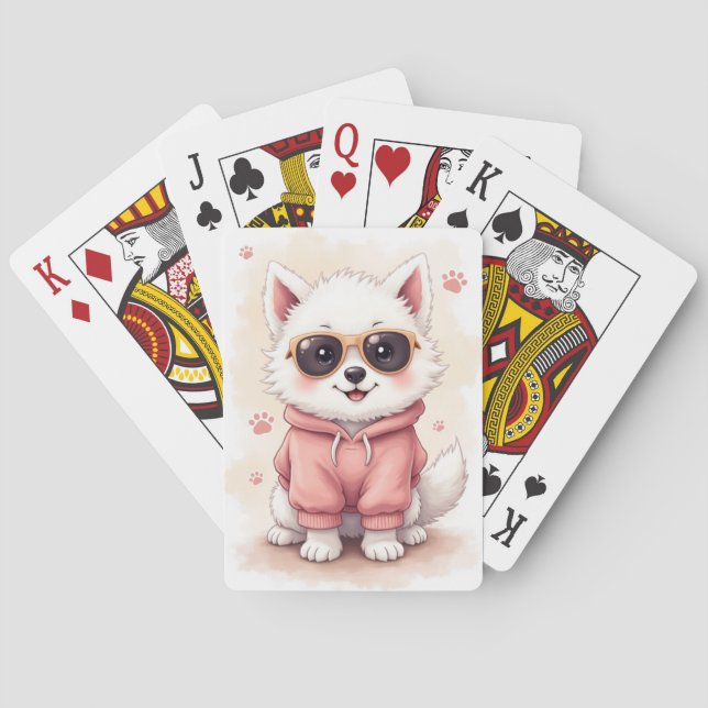 Funny Samoyed Kawaii Dog Playing Cards (Back)