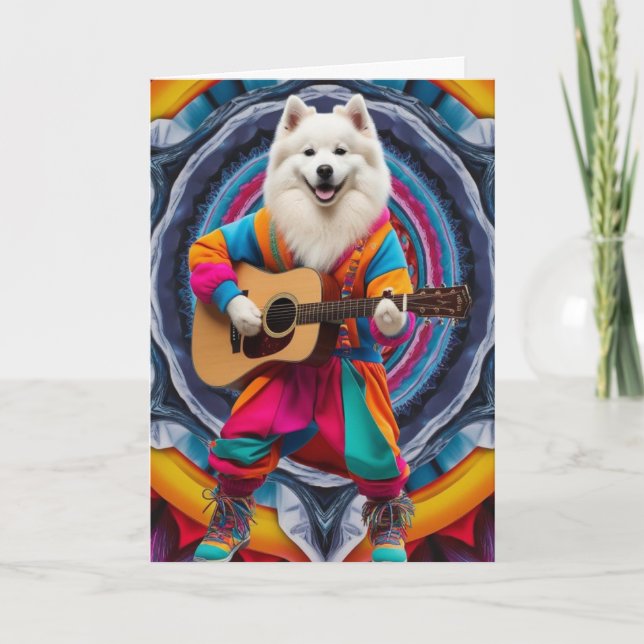 Funny Samoyed Rock Star Card (Front)