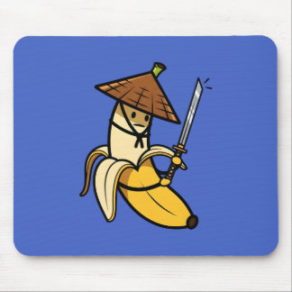 Funny Samurai Banana Ronin Cartoon Illustration Mouse Pad
