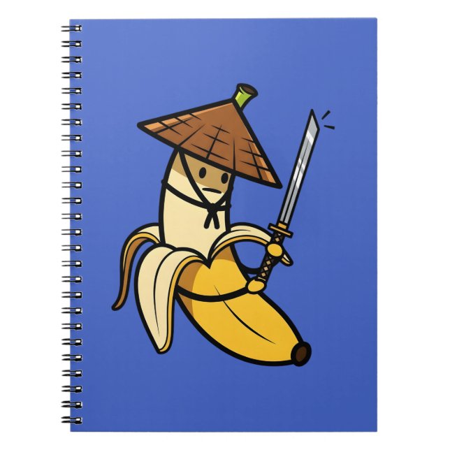 Funny Samurai Banana Ronin Cartoon Illustration Notebook (Front)