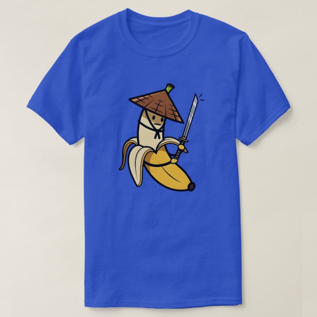 Funny Samurai Banana Ronin Cartoon Illustration T-Shirt (Design Front)