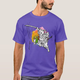 Funny Samurai Cat Making Sushi (Japanese Signs) T-Shirt
