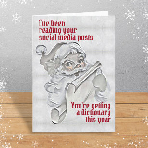 Funny Sant Claus Social Media Dictionary Christmas Holiday Card