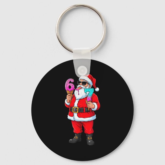 Funny Santa 67 Ice Cream Christmas Drip Xmas Teens Key Ring (Front)