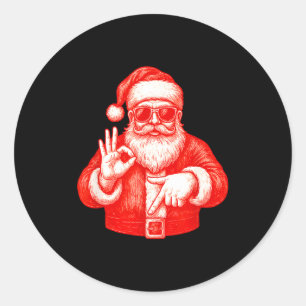 Funny Santa 6 7 Meme Design _ Christmas Math Humor Classic Round Sticker